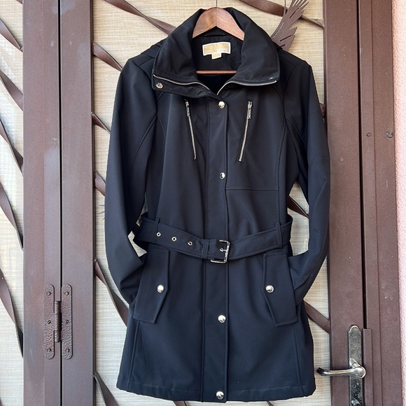Michael Kors Black Coat / Rain Jacket w/ Hidden Hood - Picture 1 of 16